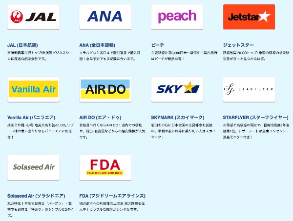 ソラハピ取扱航空会社