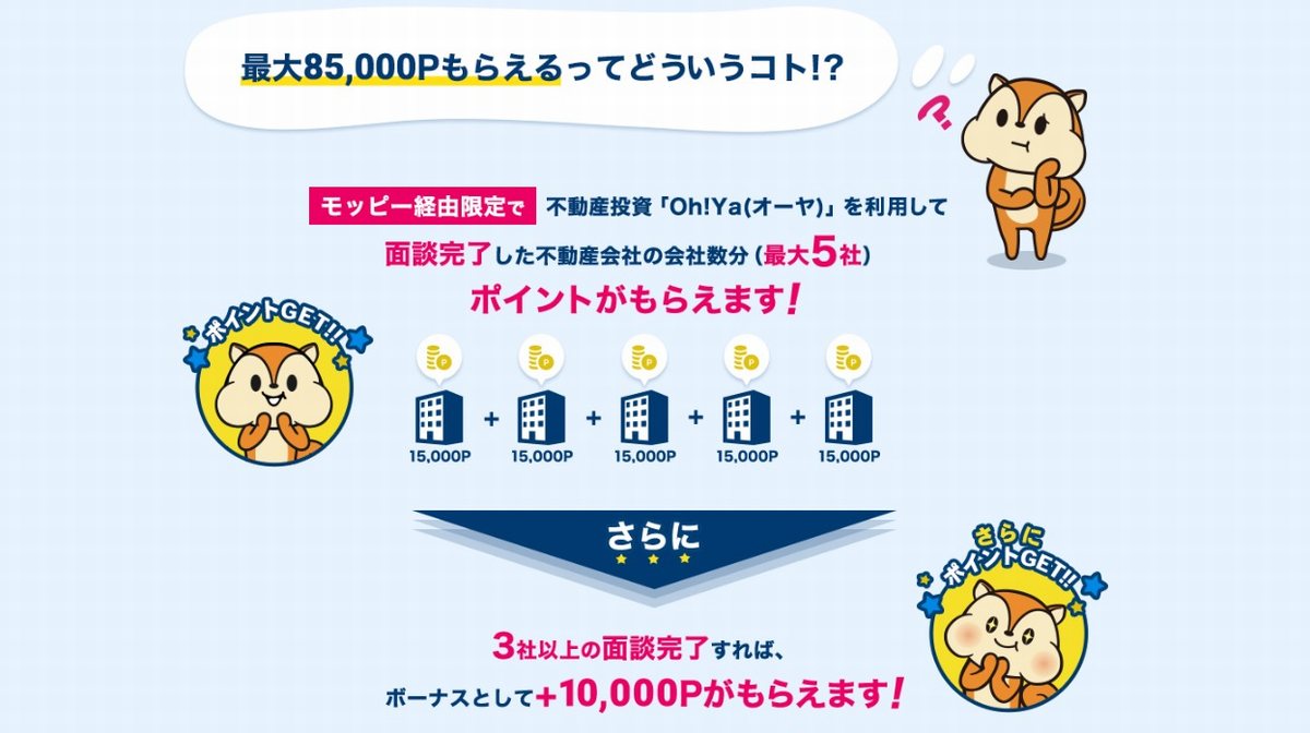 モッピーOh!Ya85000ポイントもらう方法