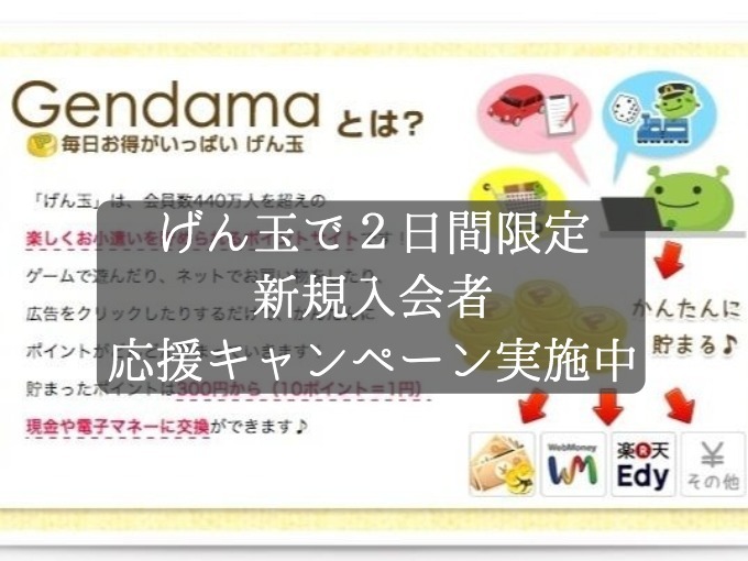 【緊急】げん玉が2日間限定で新規入会者応援キャンペーン開催！5,000円分のボーナスポイントがもらえるチャンス