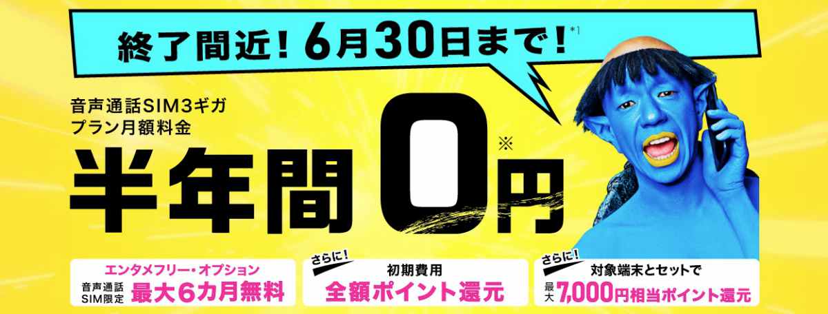 BIGLOBEモバイル6ヶ月間0円キャンペーン