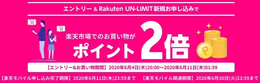 楽天スーパーセールRakuten UN-LIMITポイント2倍キャンペーン