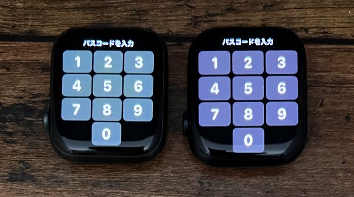 Applewatch7と6パスコード画面