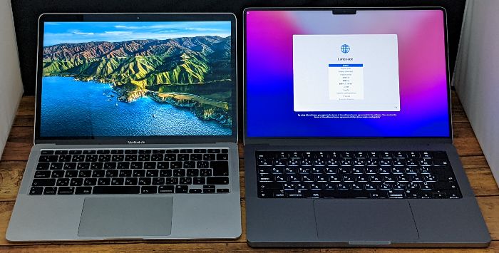 MacBook ProとMacBook Airディスプレイ大きさ比べ