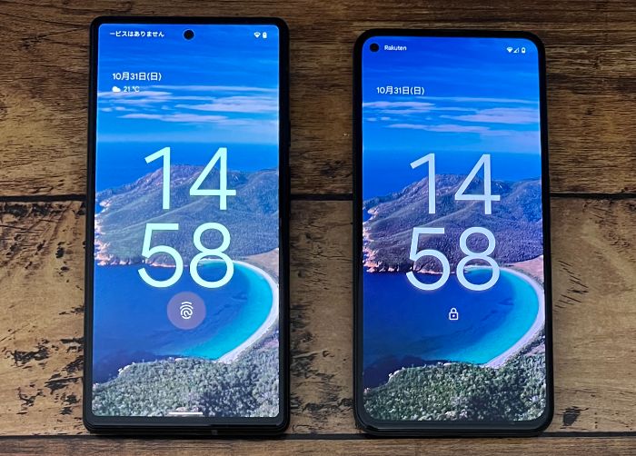 Pixel 6とPixel 5aの画面サイズ比較