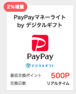 モッピーポイント交換デジタルギフトPayPay